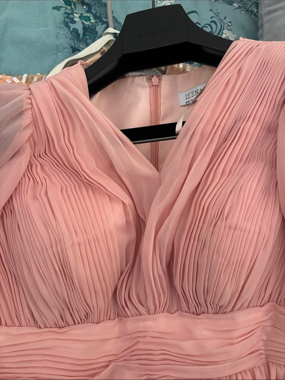 Mac Duggal Blush Pink Pleated Midi Dress